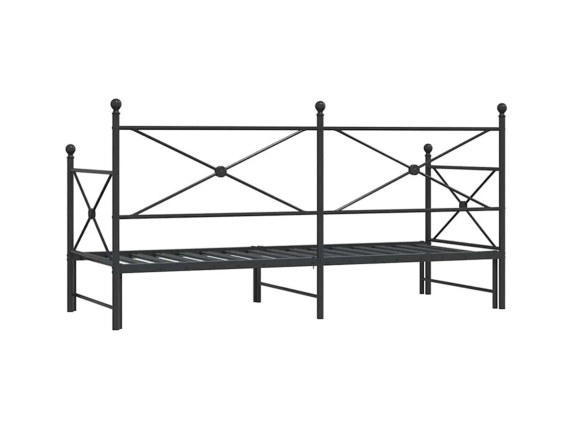 Divano letto con letto estraibile senza materasso nero 90x200 cm acciaio