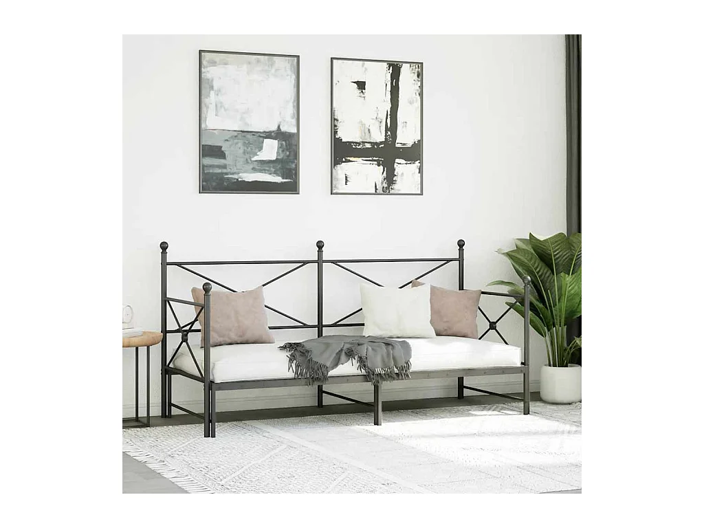 Divano letto con letto estraibile senza materasso nero 90x200 cm acciaio