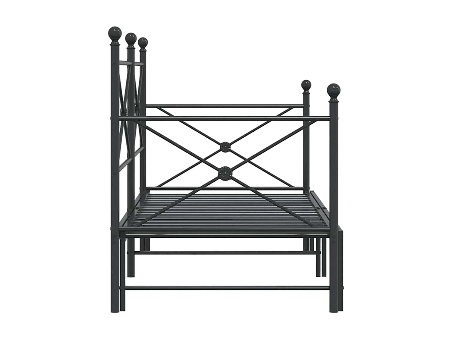Divano letto con letto estraibile senza materasso nero 90x200 cm acciaio