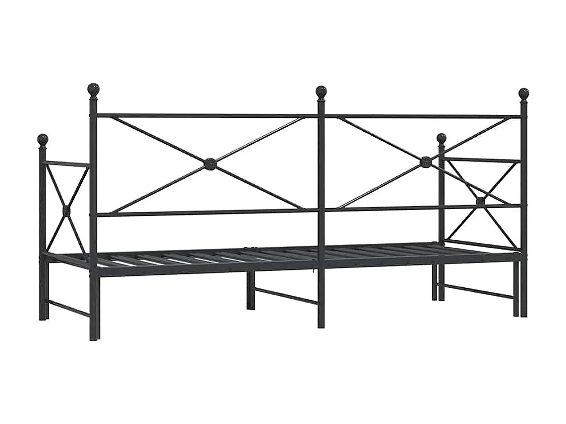 Tagesbett mit Ausziehbett ohne Matratze schwarz 90x200 cm Stahl