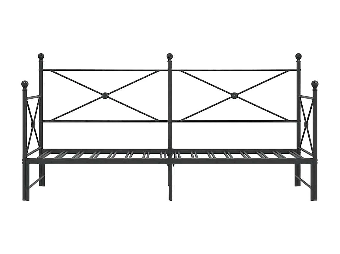 Tagesbett mit Ausziehbett ohne Matratze schwarz 90x200 cm Stahl