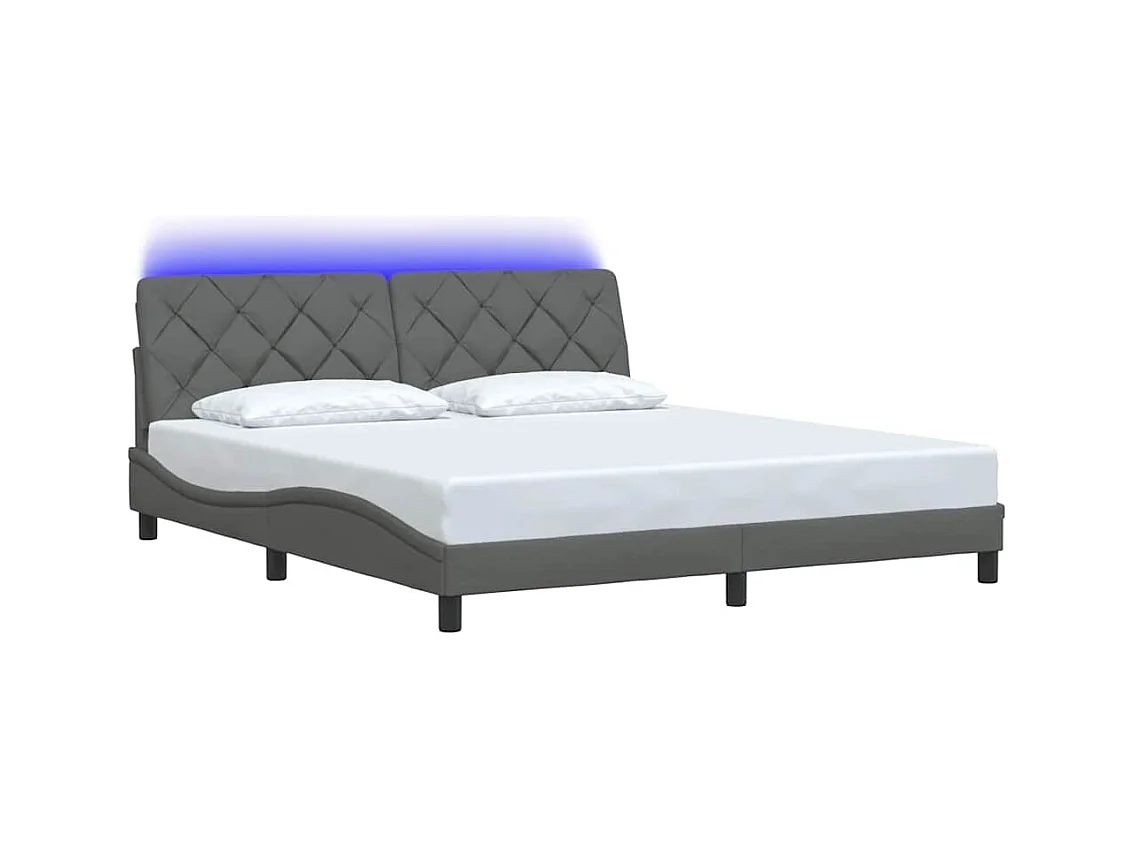 Struttura letto con LED senza materasso tessuto grigio scuro 180x200 cm
