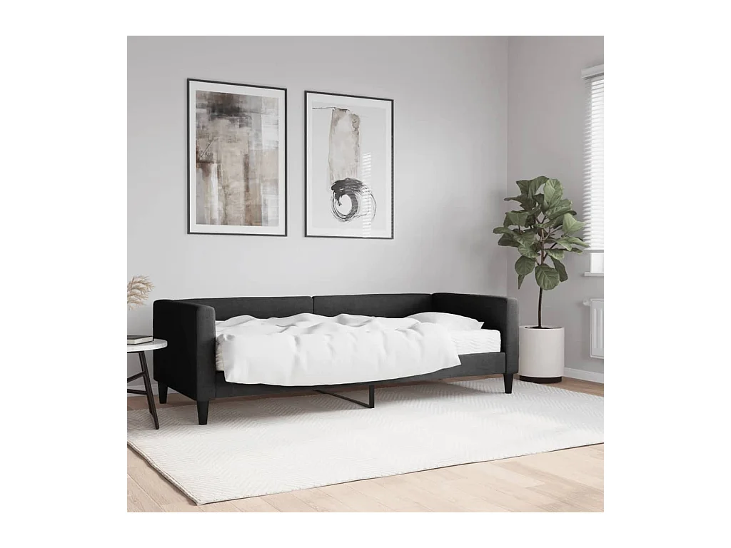 Divano letto con materasso in tessuto nero 80x200 cm