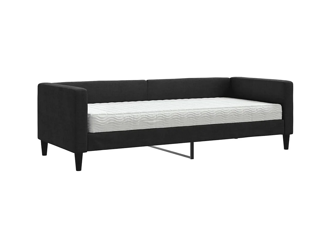 Divano letto con materasso in tessuto nero 80x200 cm