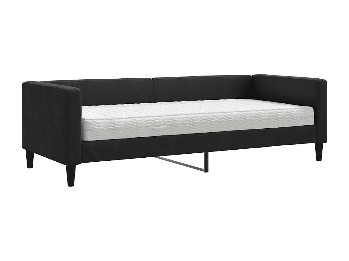 Lit de jour avec matelas noir 80x200 cm tissu