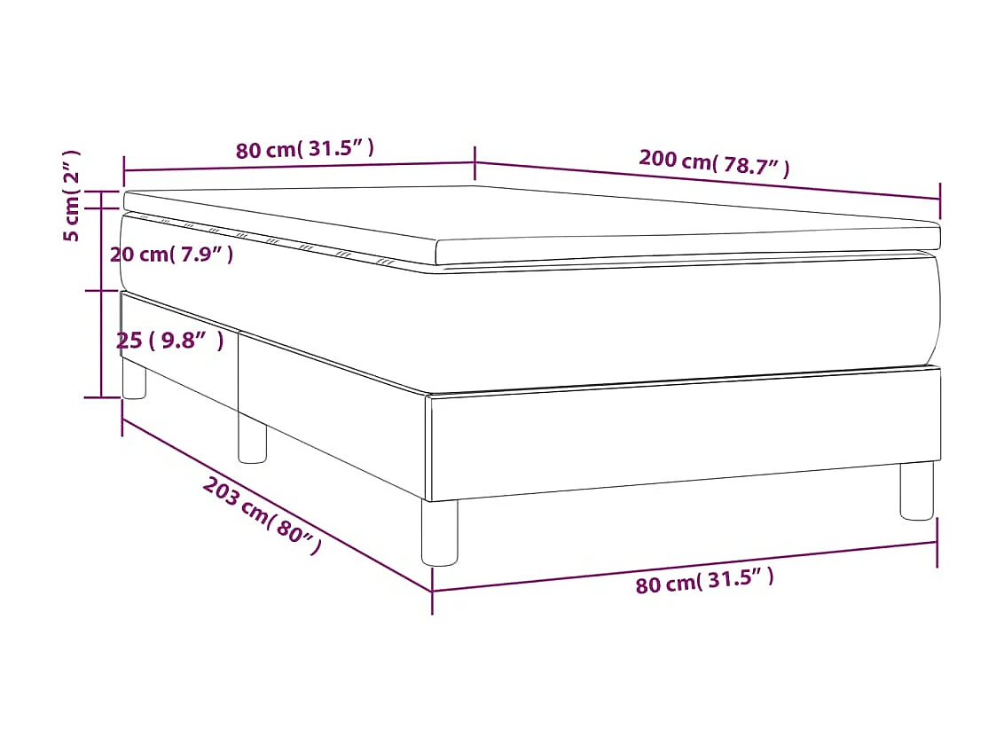 Lattenbodem met matras Blauw 80x200 cm Stof