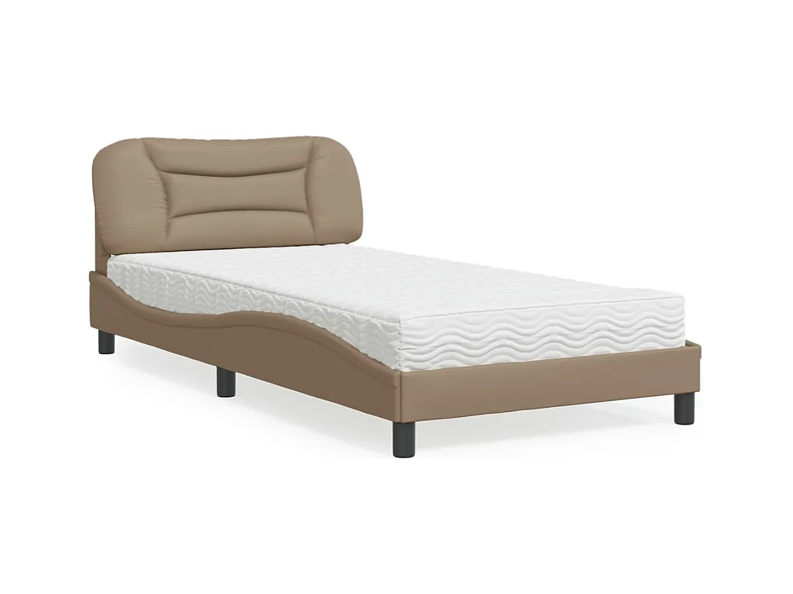 Bed met cappuccino matras 100x200 cm imitatieleer