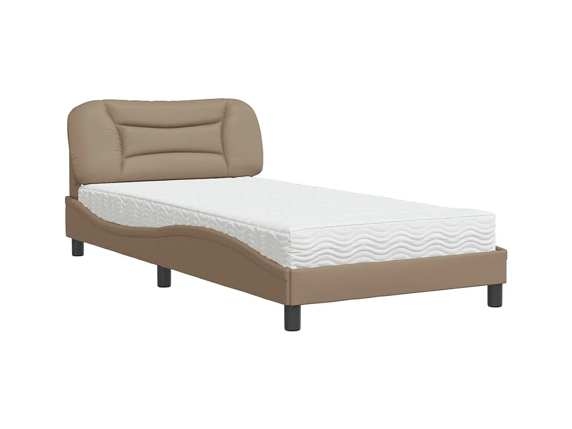 Bed met cappuccino matras 100x200 cm imitatieleer