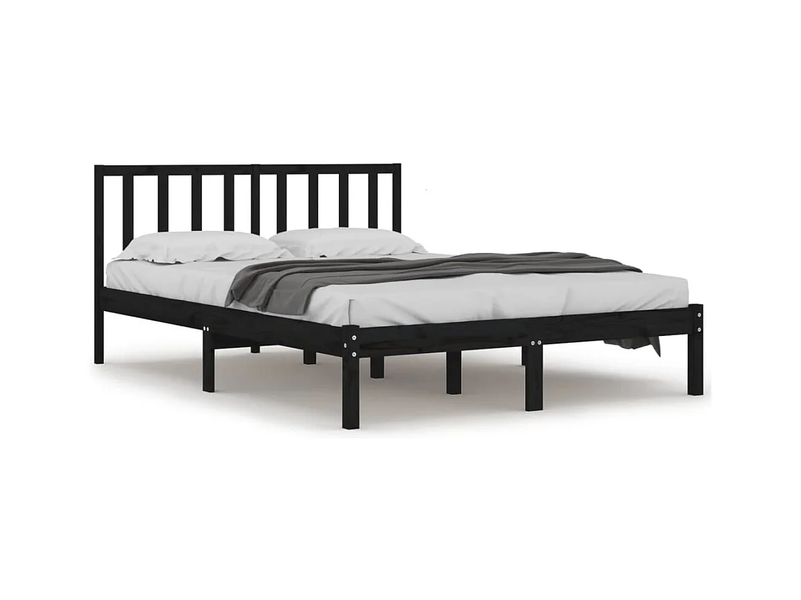 Struttura letto senza materasso in legno massello di pino nero