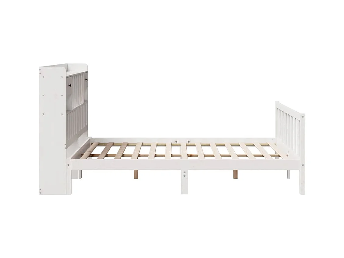 Lit bibliothèque sans matelas blanc 160x200 cm bois pin massif