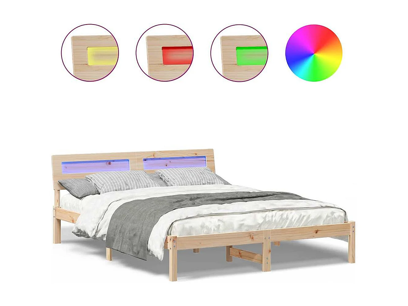 Cadre de lit Marron 150 x 200 cm Bois massif en pin