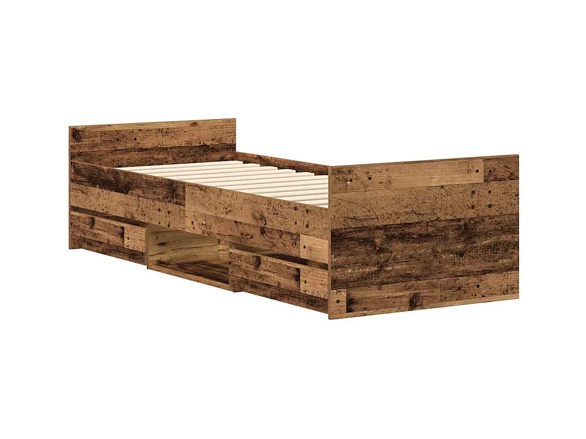 Bedframe zonder matras oud hout 90x190 cm bewerkt hout