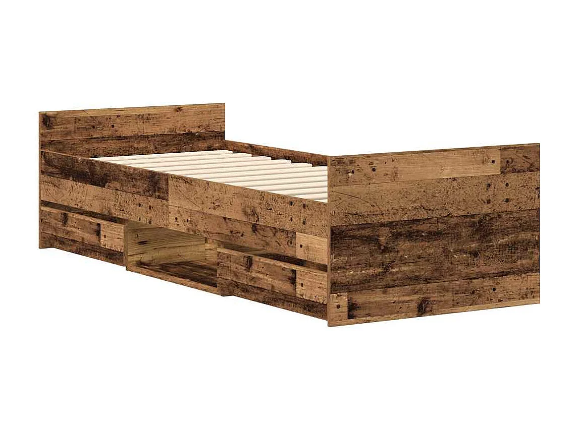 Cadre de lit sans matelas vieux bois 90x190 cm bois ingénierie
