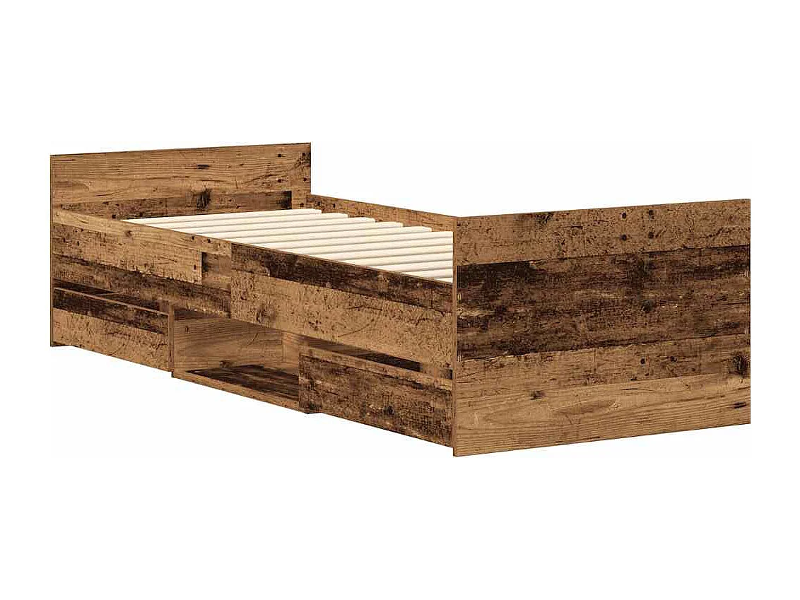 Cadre de lit sans matelas vieux bois 90x190 cm bois ingénierie