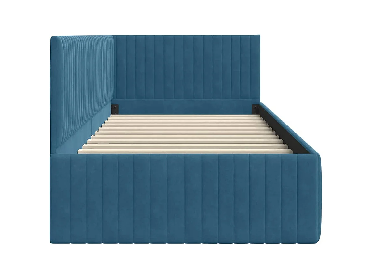 Struttura letto angolare con testiera Blu 90 x 200 cm Velluto