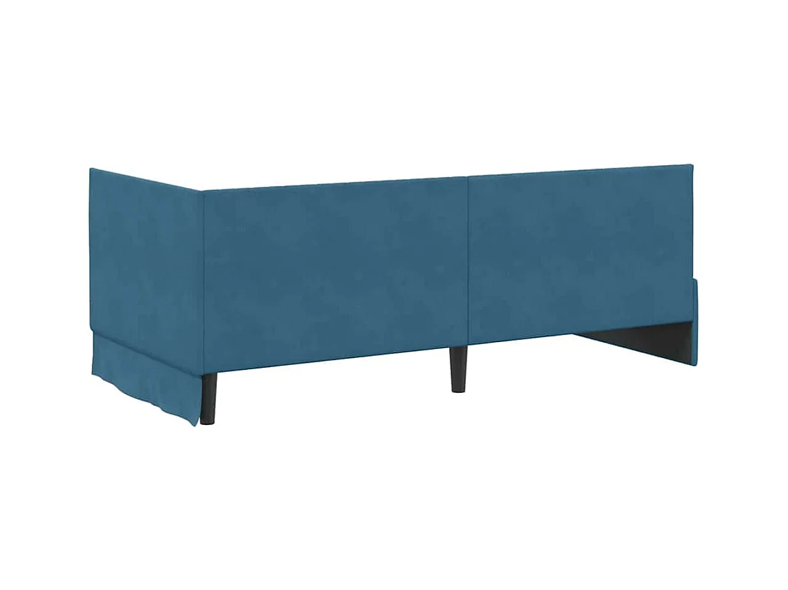 Struttura letto angolare con testiera Blu 90 x 200 cm Velluto