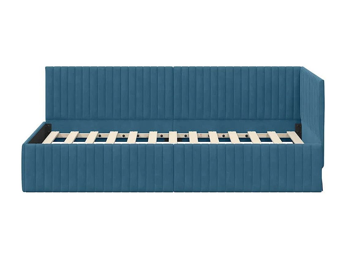 Cadre de lit d'angle avec tête de lit Bleu 90 x 200 cm Velours