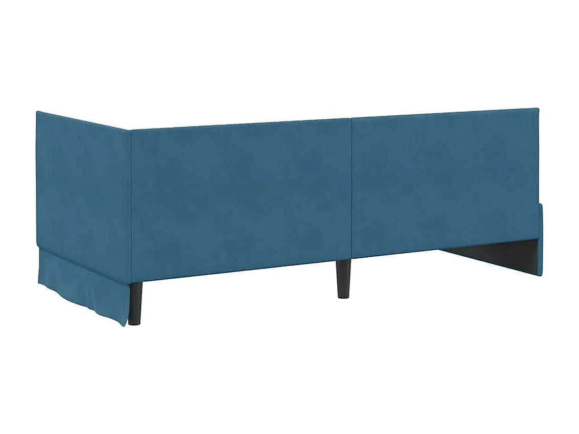 Cadre de lit d'angle avec tête de lit Bleu 90 x 200 cm Velours