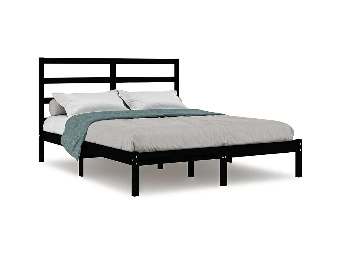 Zwart matrasloos bedframe 140x190 cm massief grenenhout