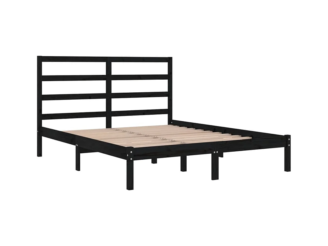 Zwart matrasloos bedframe 140x190 cm massief grenenhout