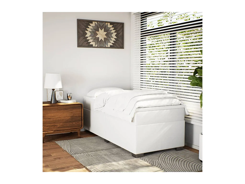 Sommier à lattes de lit avec matelas Blanc 90x190 cm Similicuir