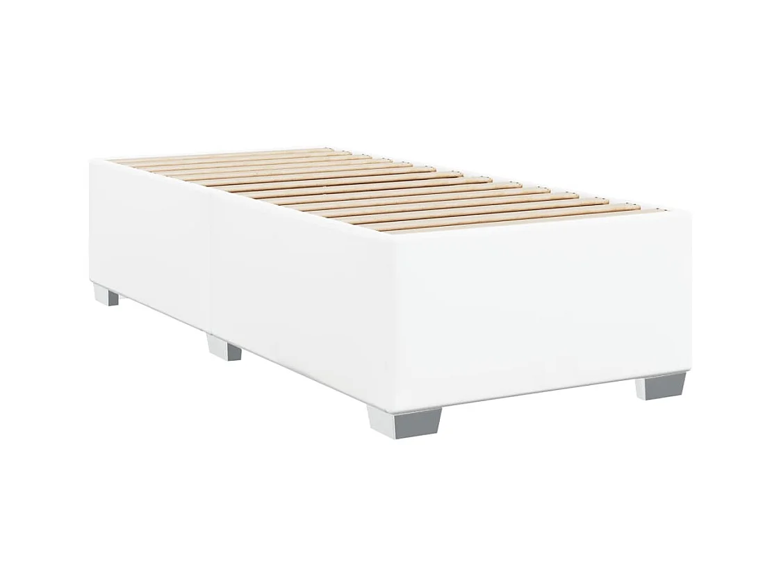Sommier à lattes de lit avec matelas Blanc 90x190 cm Similicuir