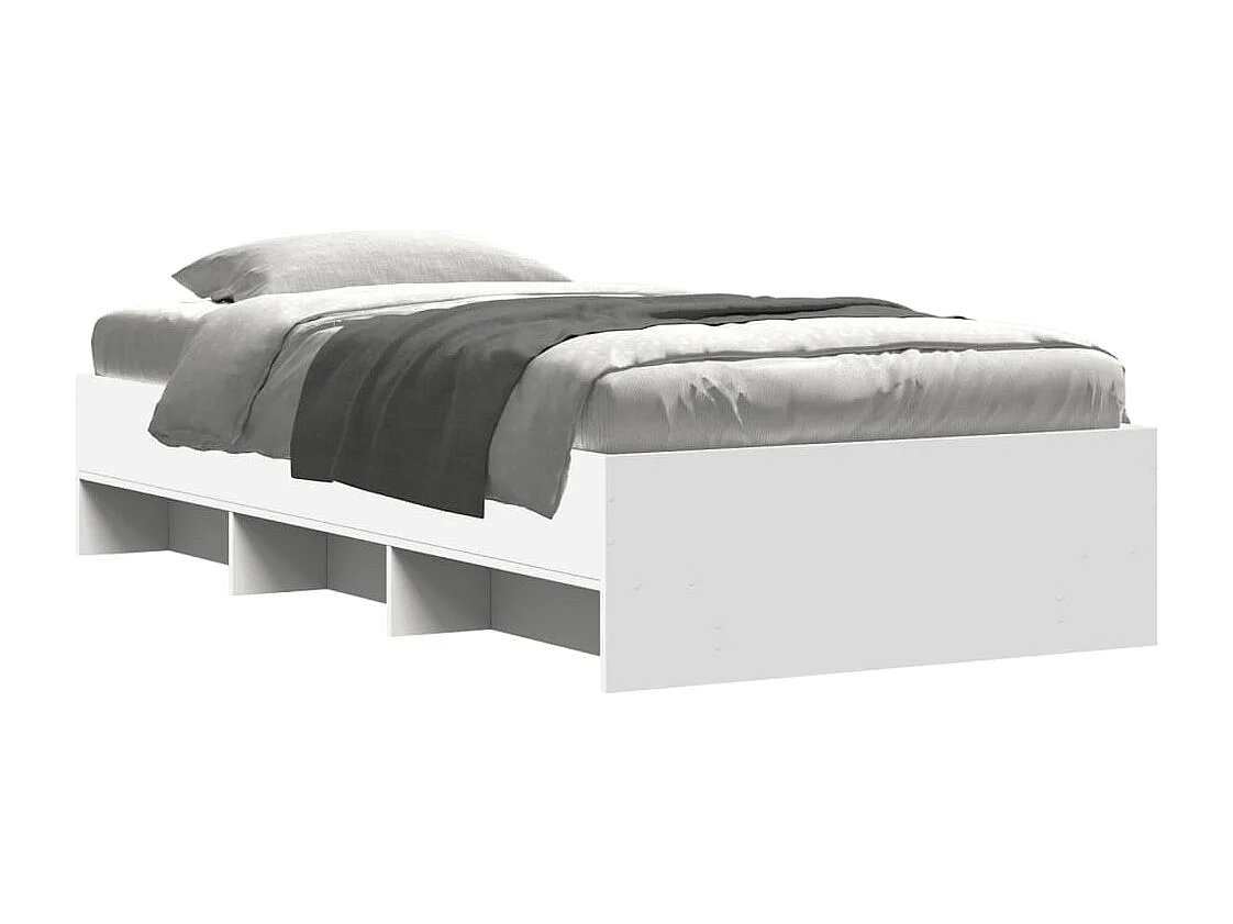 Estructura de cama sin colchón blanca 90x200 cm madera contrachapada