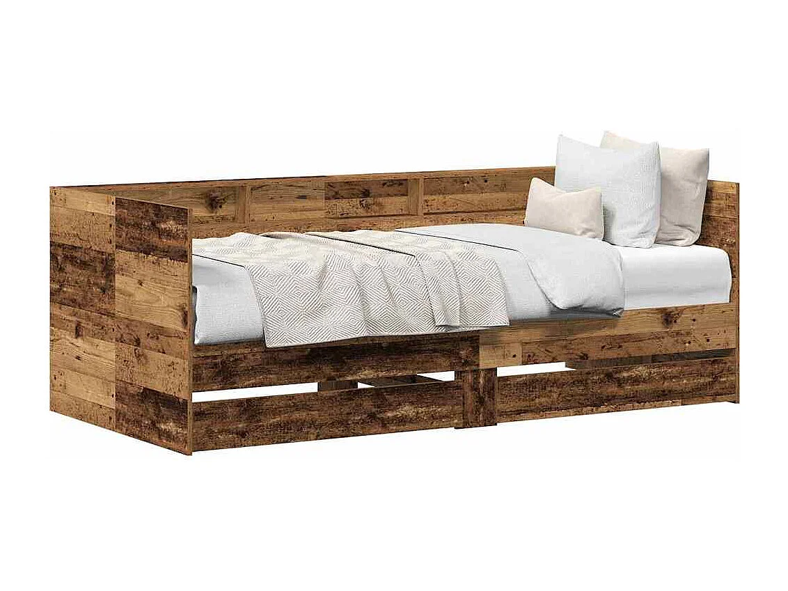 Cadre de lit de jour avec tiroirs Bois ancien 75 x 190 cm