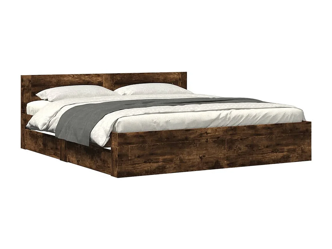 Struttura letto con testiera rovere affumicato 200x200 cm