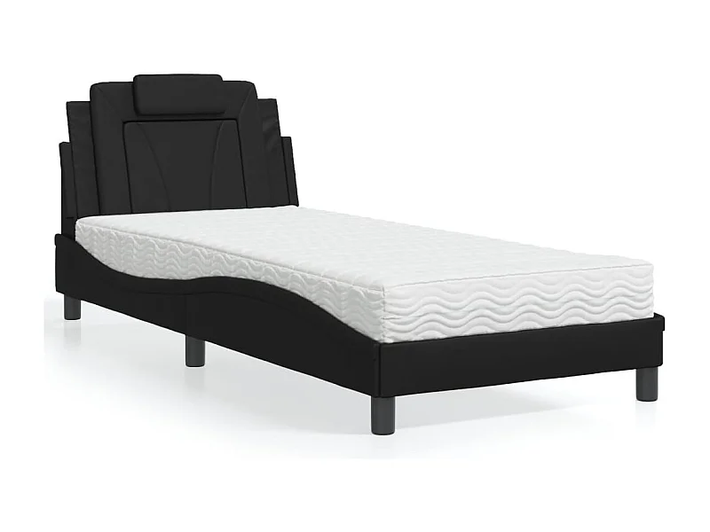 Cama con colchón negro 80x200 cm polipiel