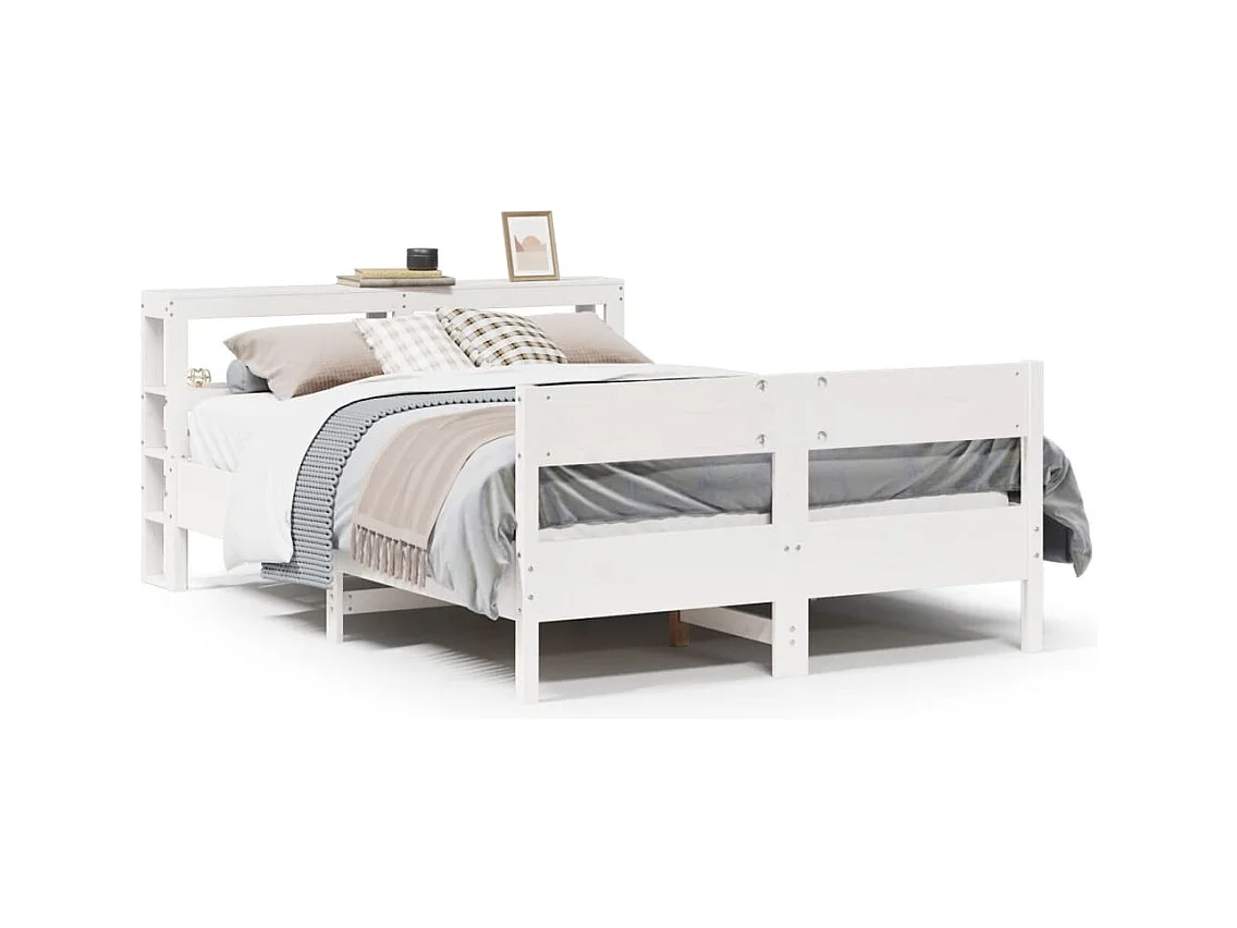 Estructura de cama sin colchón blanco 120x190 cm madera maciza de pino