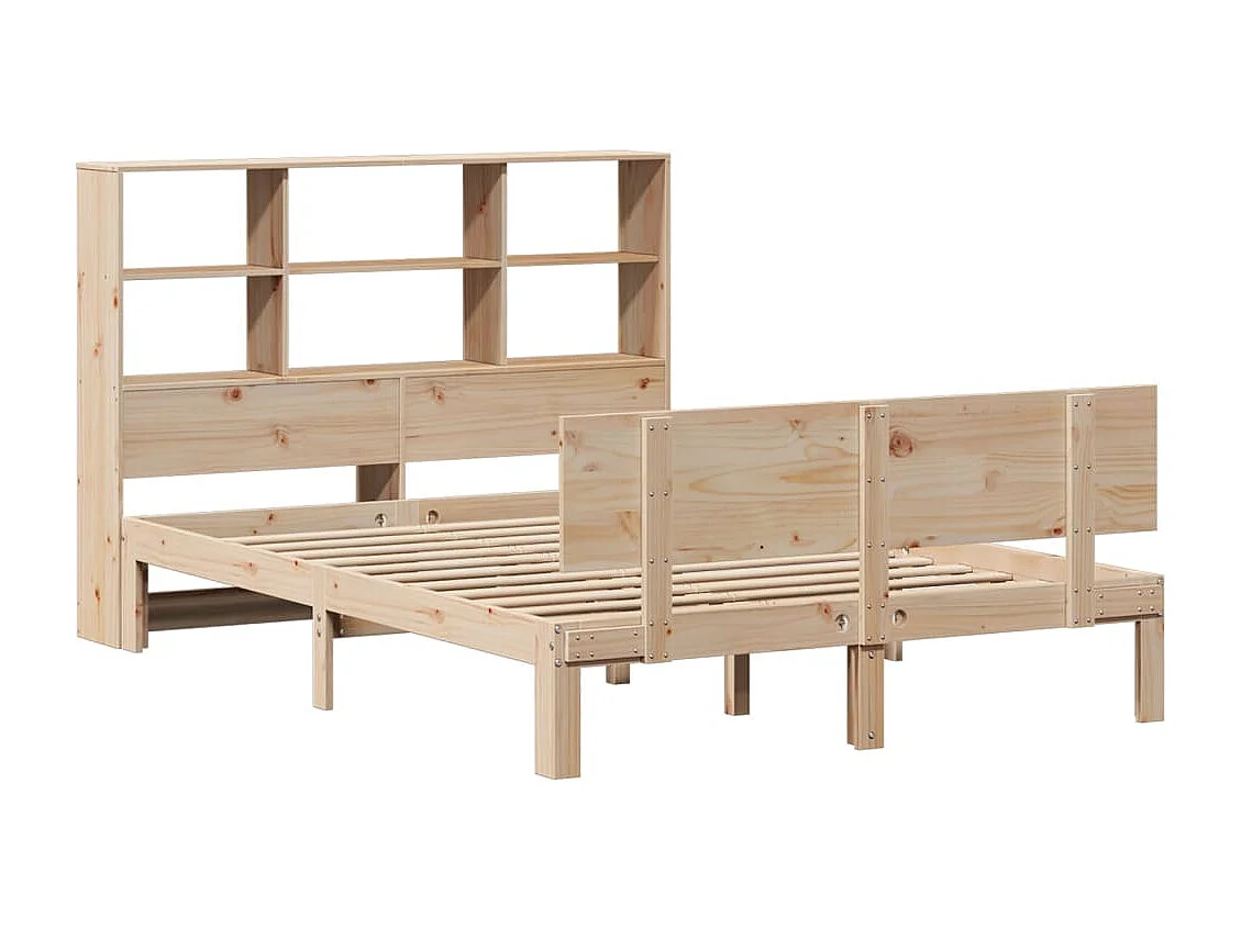 Lit bibliothèque sans matelas 160x200 cm bois massif de pin