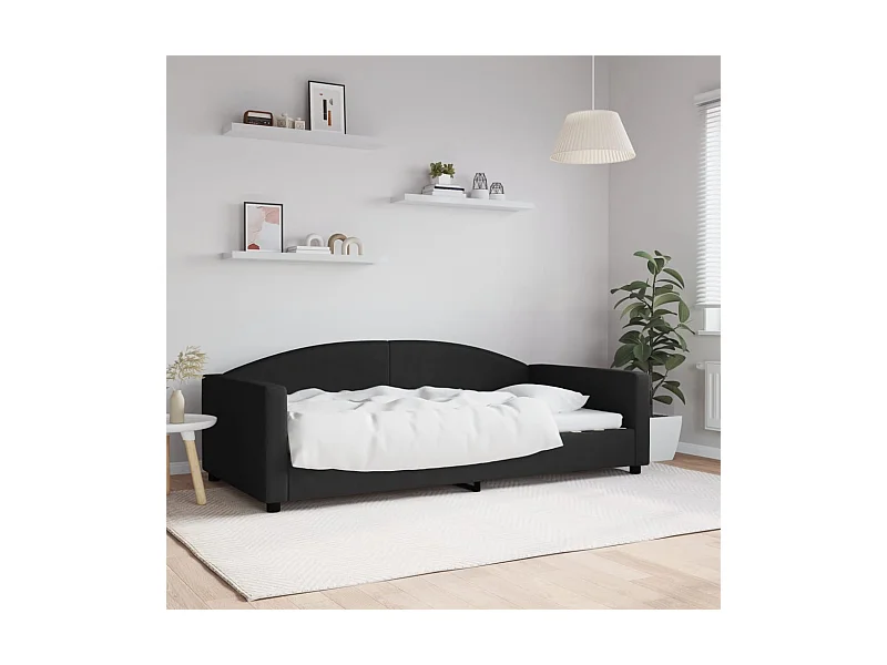 Divano letto senza materasso tessuto nero 100x200 cm