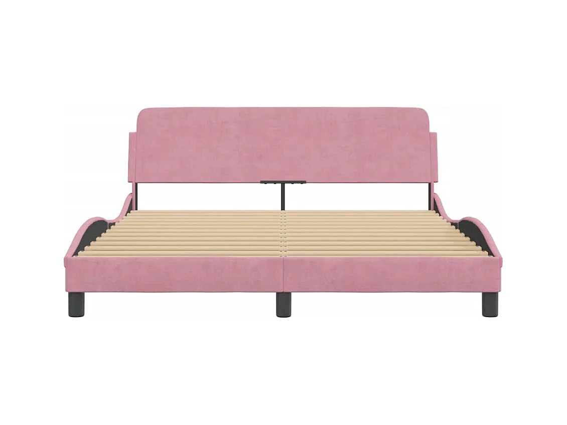 Bedframe en hoofdbord zonder matras roze 160x200cm fluweel