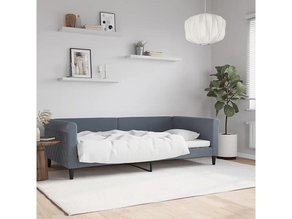 Lit de repos sans matelas gris foncé 100x200 cm velours