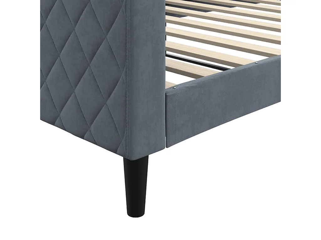 Lit de repos sans matelas gris foncé 100x200 cm velours