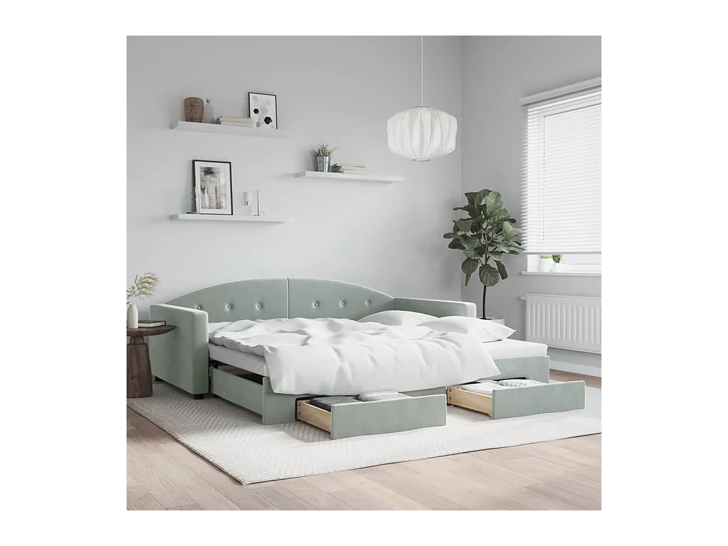 Tagesbett mit Ausziehbett und Schubladen ohne Matratze 100x200 cm