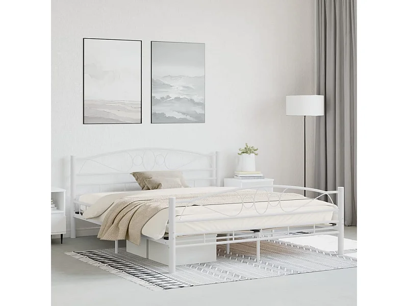 Struttura letto e testiera senza materasso bianco 160x200 cm metallo