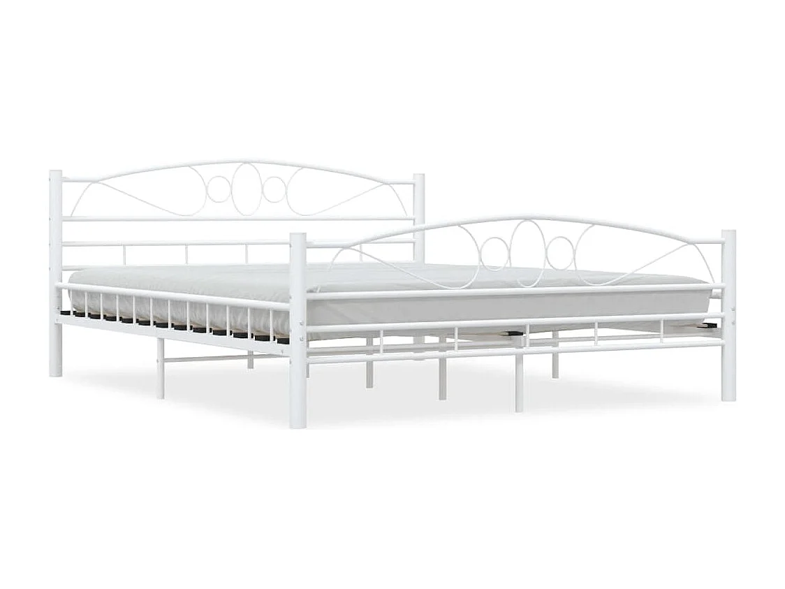 Bedframe en hoofdbord zonder matras wit 160x200 cm metaal