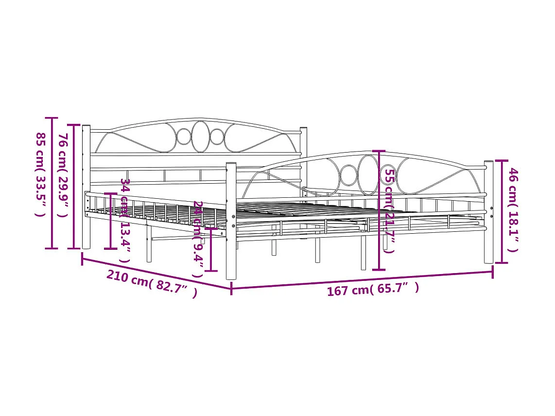 Bedframe en hoofdbord zonder matras wit 160x200 cm metaal