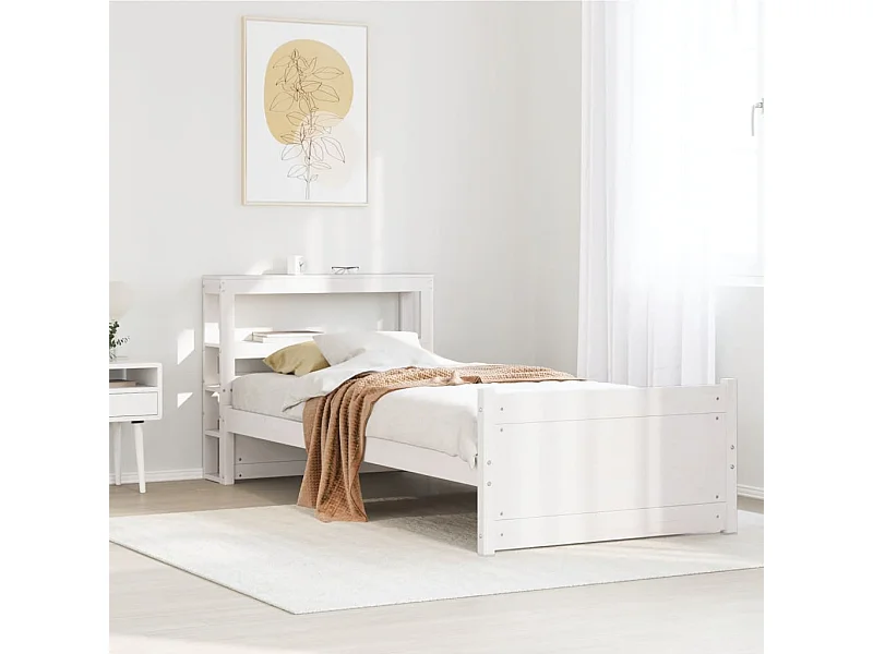 Cadre de lit avec tête de lit sans matelas blanc 90x190 cm