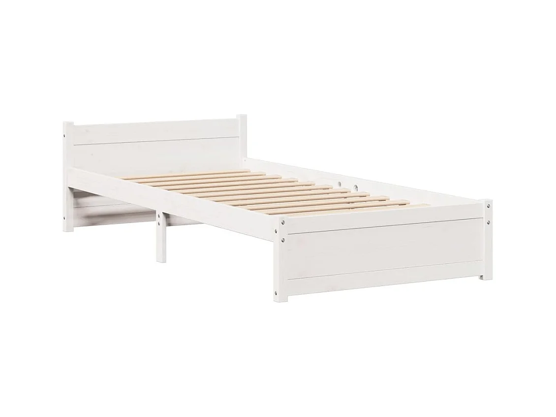 Cadre de lit avec tête de lit sans matelas blanc 90x190 cm