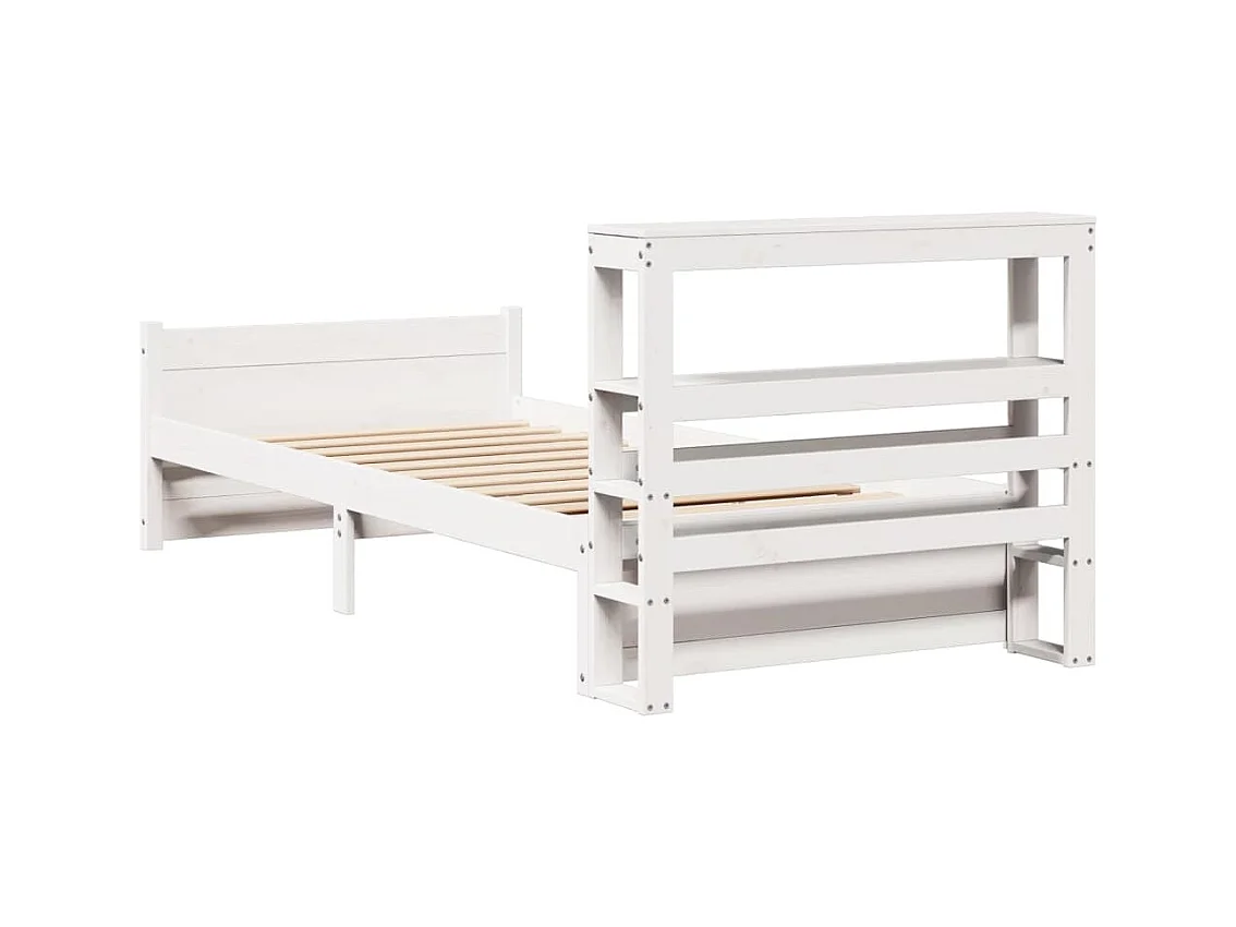 Cadre de lit avec tête de lit sans matelas blanc 90x190 cm