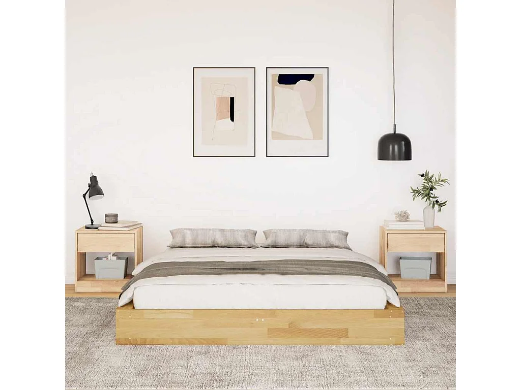 Cadre de lit sans matelas 140x200 cm bois massif de chêne