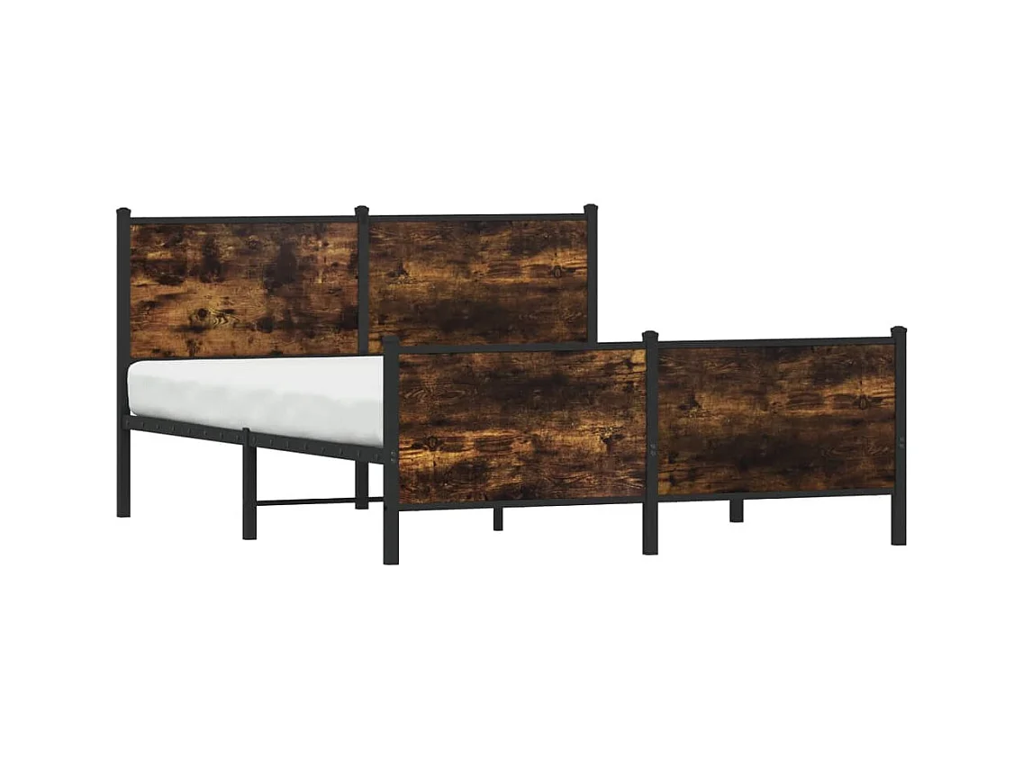 Metalen bedframe zonder matras gerookt eiken 140x200 cm