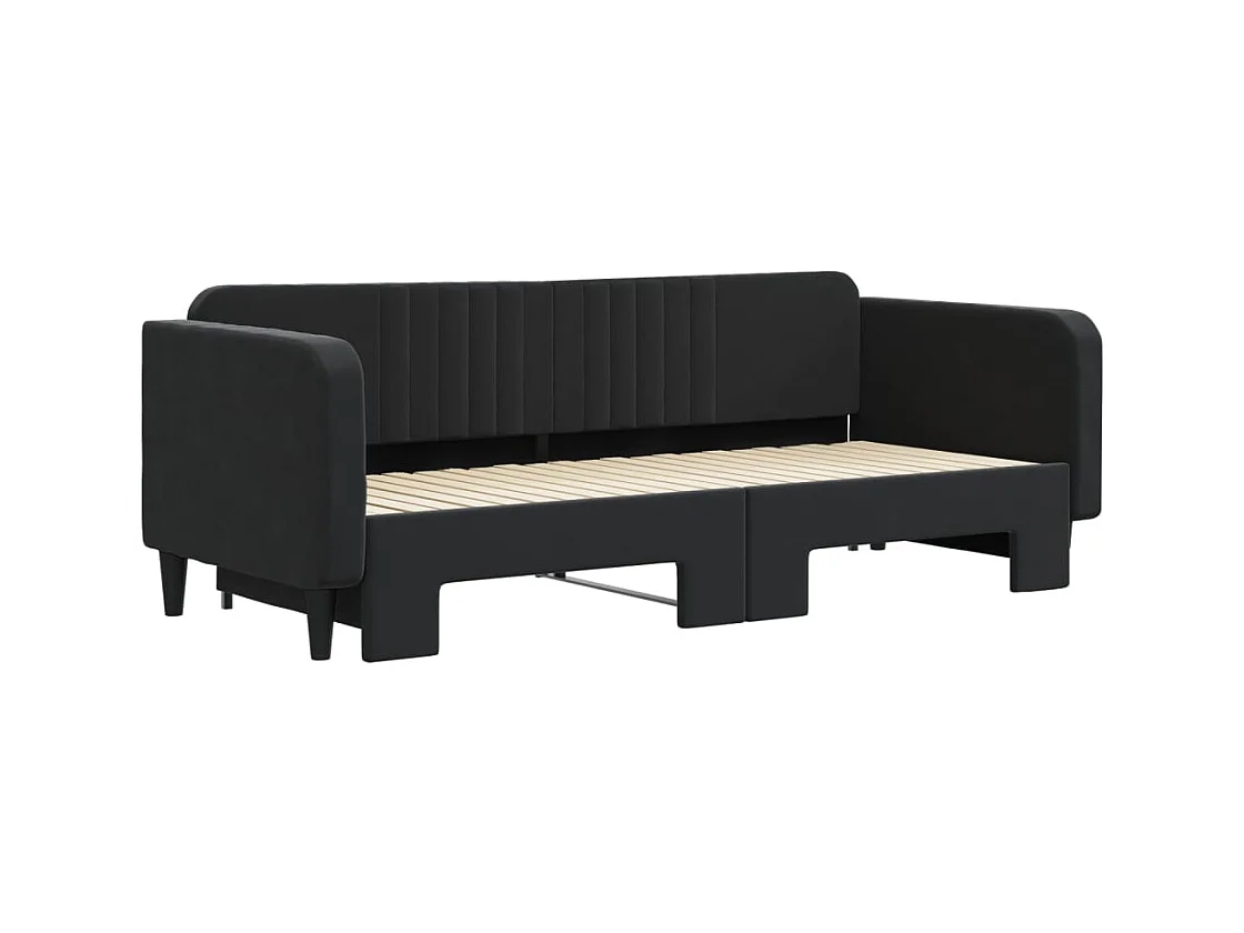 Divano letto con letto estraibile senza materasso nero 90x200 cm