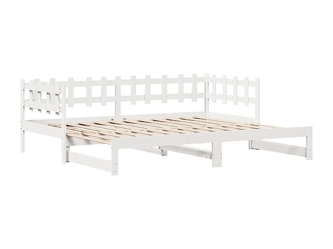 Tagesbett mit Ausziehbett und Schubladen ohne Matratze weiß 90x200cm