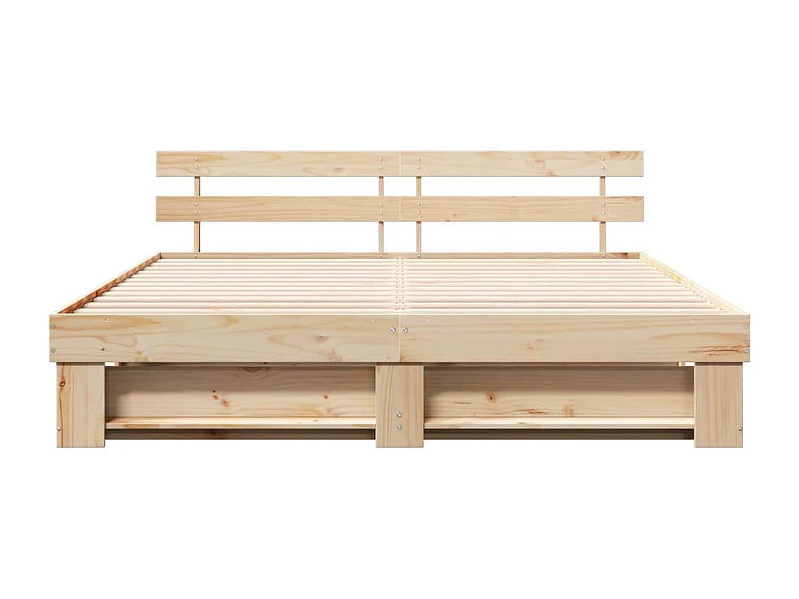 Bruin bedframe 200 x 200 cm massief grenenhout