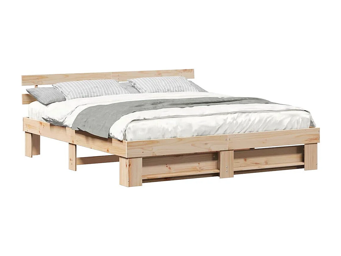 Bettgestell 200 x 200 cm, Kiefer massiv, Braun
