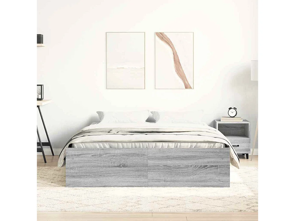 Struttura letto senza materasso Sonoma grigio 160x200 cm